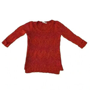 Rusty-Red Zig Zag Chevron Sweater Top SMALL 100% Acrylic Women's Pink Rose